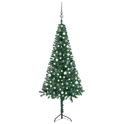 Kunstkerstboom Met Led's En Kerstballen Hoek 210 Cm Pvc Groen