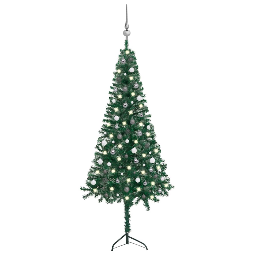 Kunstkerstboom Met Led's En Kerstballen Hoek 240 Cm Pvc Groen