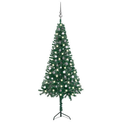 Kunstkerstboom Met Led's En Kerstballen Hoek 240 Cm Pvc Groen