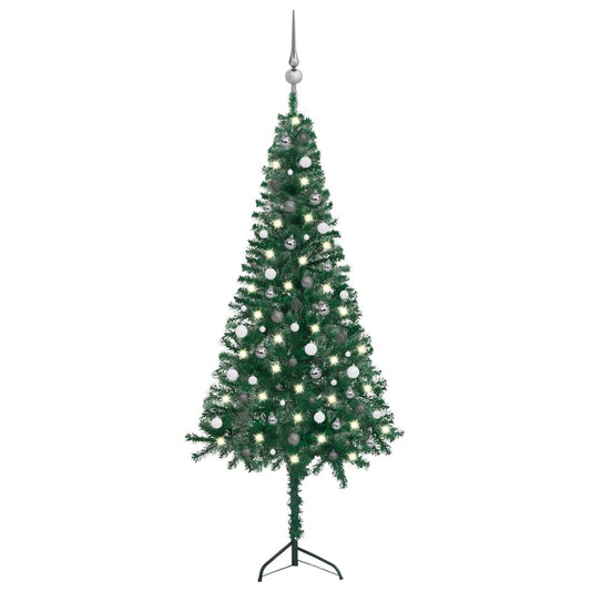 Kunstkerstboom Met Led's En Kerstballen Hoek 240 Cm Pvc Groen