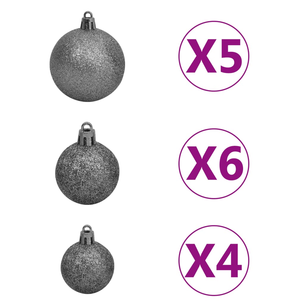 Kunstkerstboom Met Led's En Kerstballen Hoek 210 Cm Pvc Wit