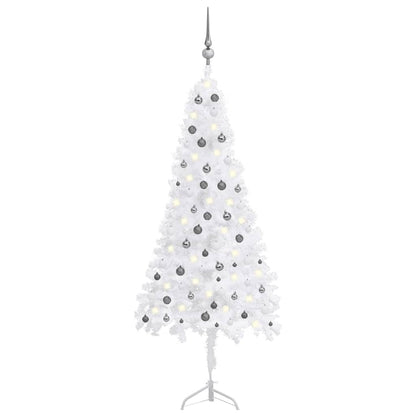 Kunstkerstboom Met Led's En Kerstballen Hoek 240 Cm Pvc Wit