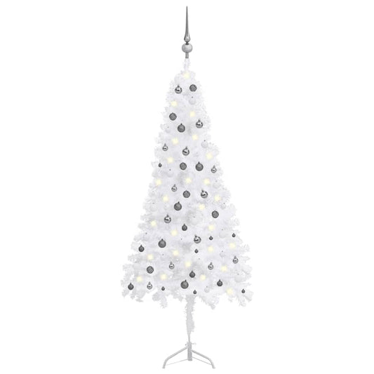 Kunstkerstboom Met Led's En Kerstballen Hoek 240 Cm Pvc Wit