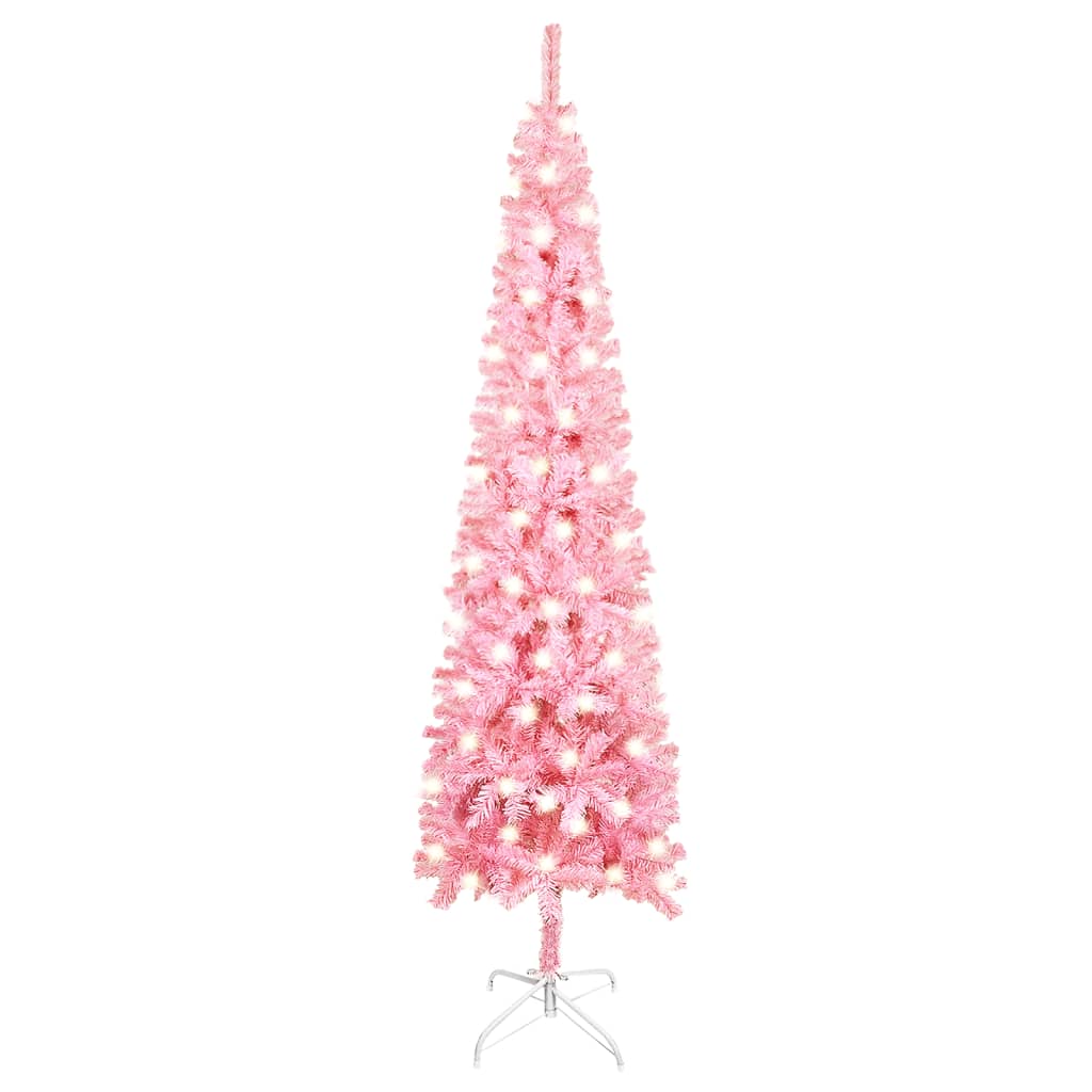 Kerstboom Met Led's Smal 120 Cm Roze