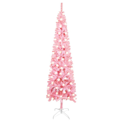 Kerstboom Met Led's Smal 120 Cm Roze