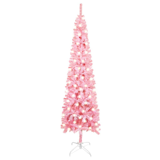 Kerstboom Met Led's Smal 120 Cm Roze