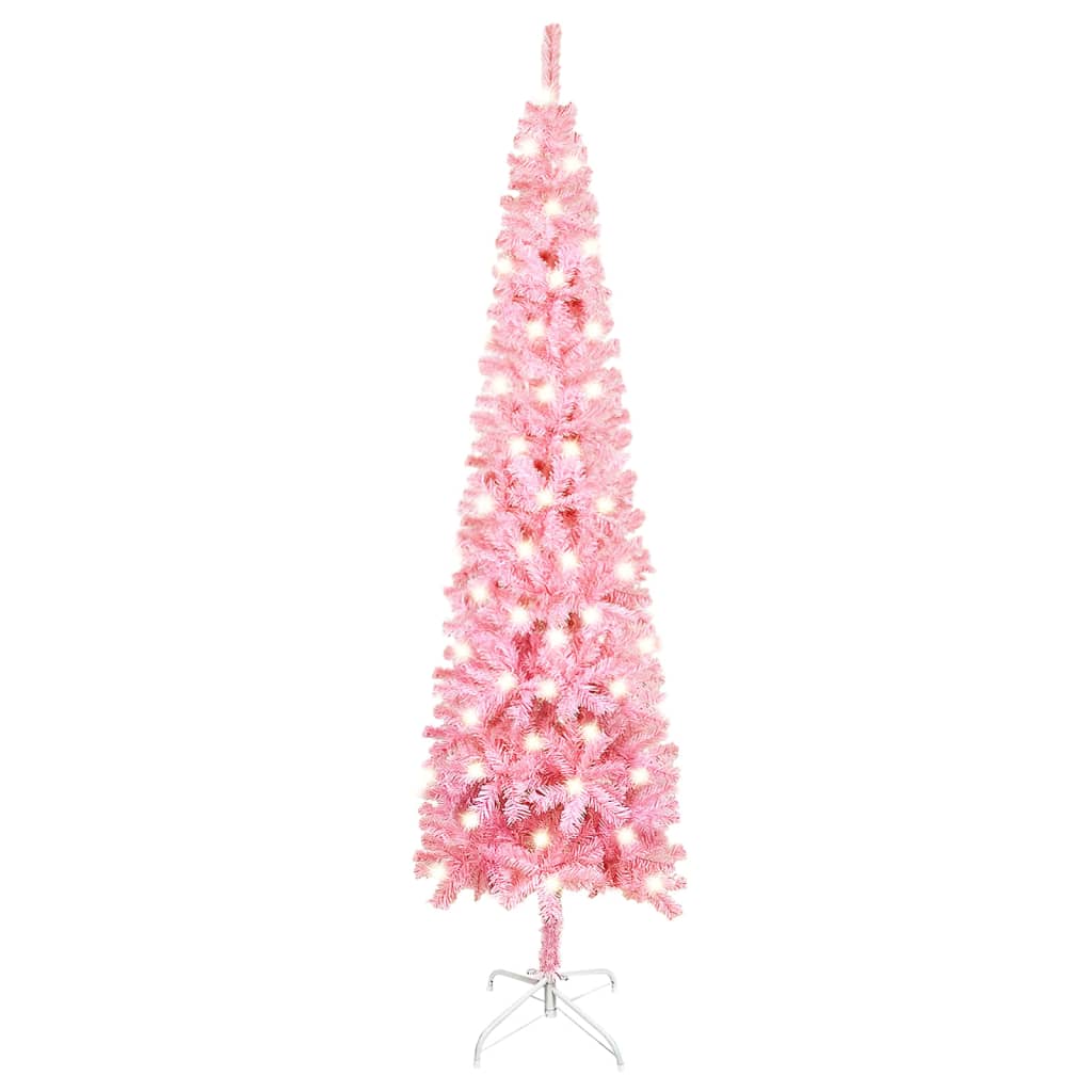 Kerstboom Met Led's Smal 150 Cm Roze