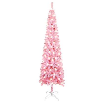 Kerstboom Met Led's Smal 150 Cm Roze