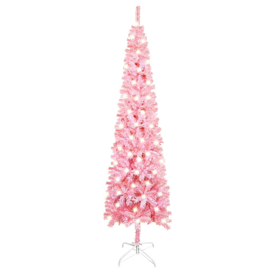 Kerstboom Met Led's Smal 150 Cm Roze