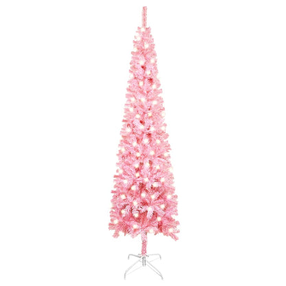 Kerstboom Met Led's Smal 180 Cm Roze