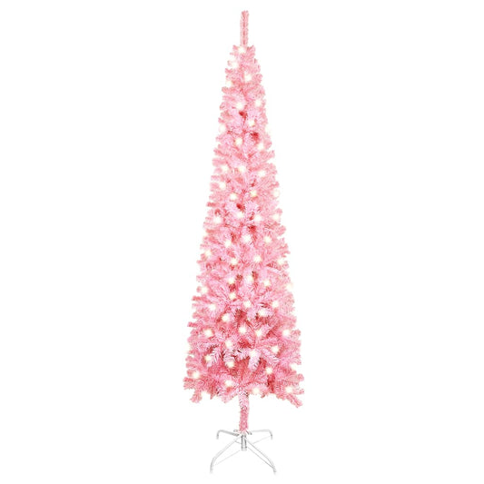 Kerstboom Met Led's Smal 180 Cm Roze