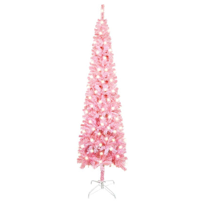 Kerstboom Met Led's Smal 210 Cm Roze