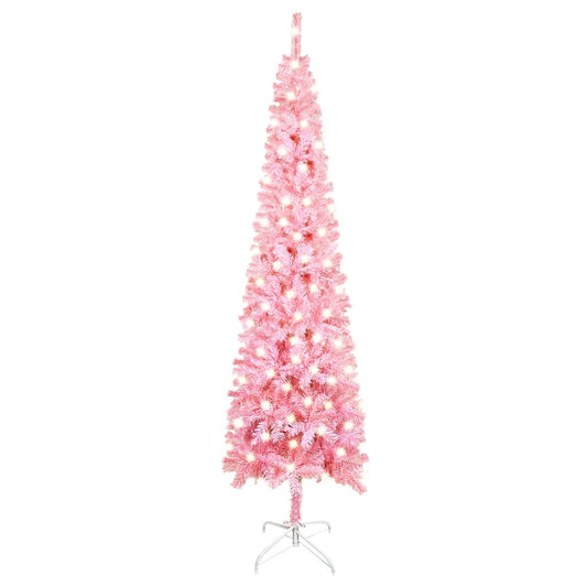 Kerstboom Met Led's Smal 210 Cm Roze