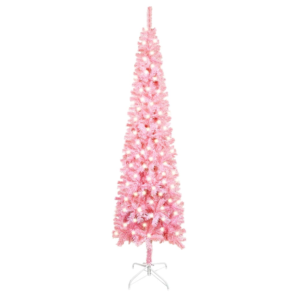 Kerstboom Met Led's Smal 240 Cm Roze