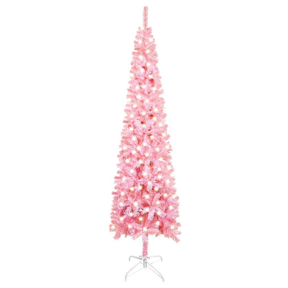 Kerstboom Met Led's Smal 240 Cm Roze