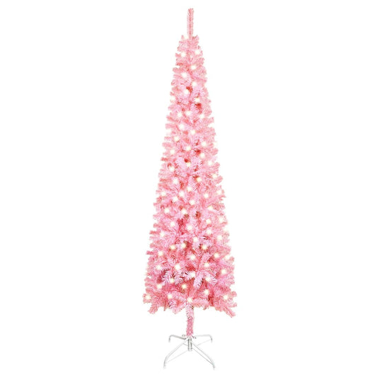 Kerstboom Met Led's Smal 240 Cm Roze