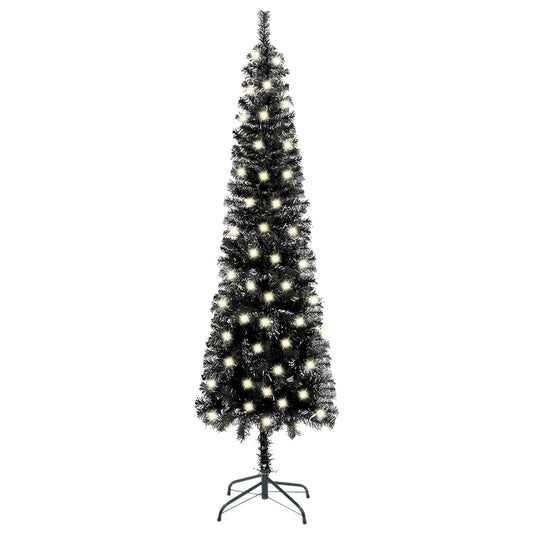 Kerstboom Met Led's Smal 120 Cm Zwart