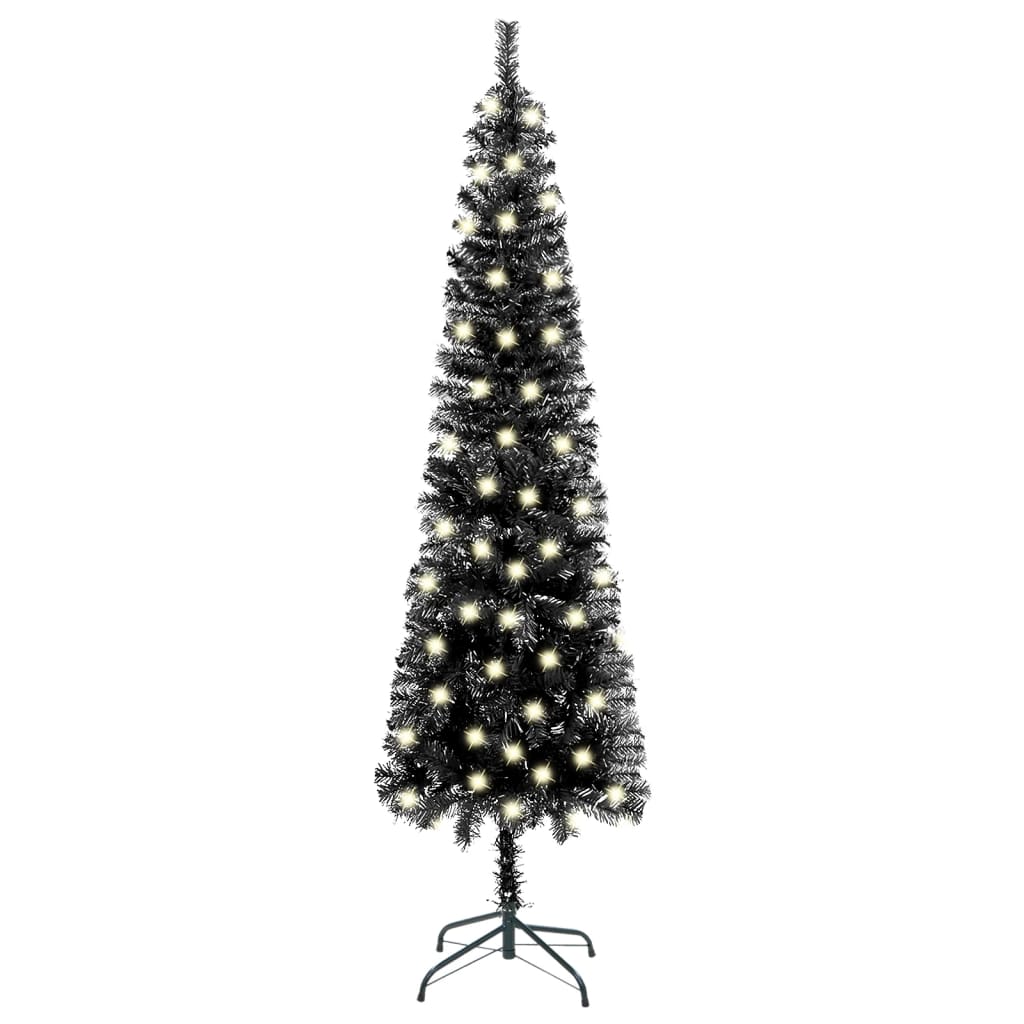 Kerstboom Met Led's Smal 180 Cm Zwart
