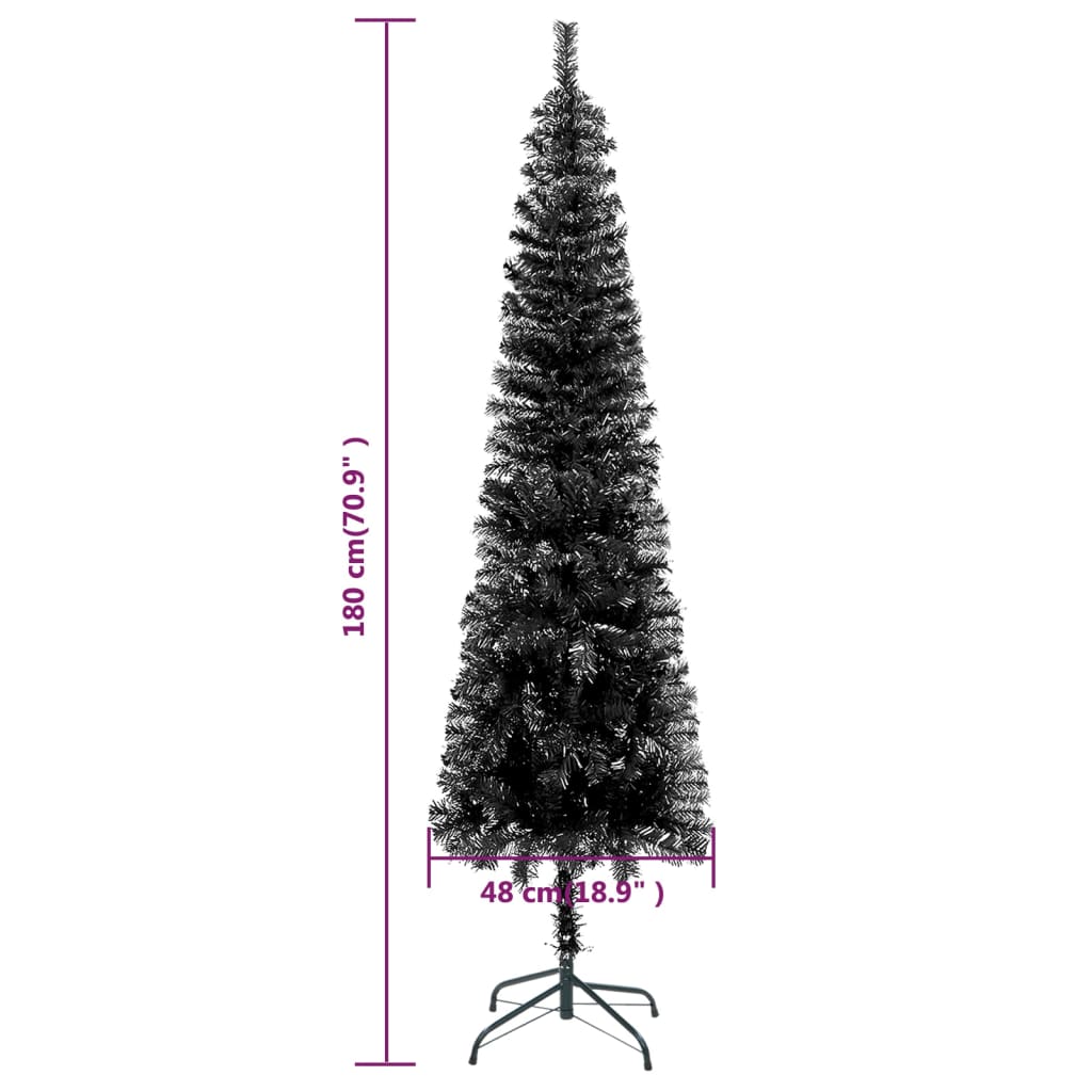 Kerstboom Met Led's Smal 180 Cm Zwart