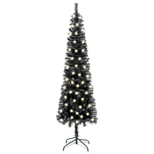 Kerstboom Met Led's Smal 210 Cm Zwart