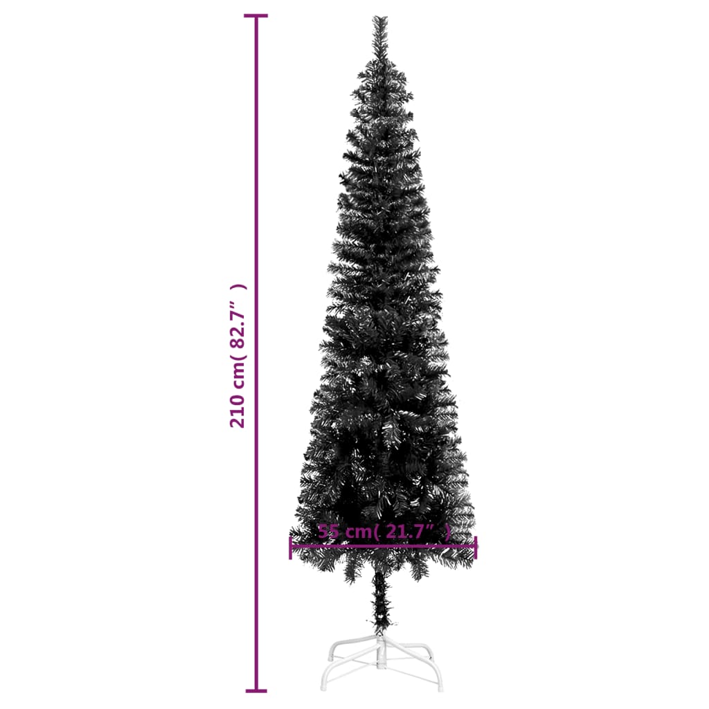 Kerstboom Met Led's Smal 210 Cm Zwart