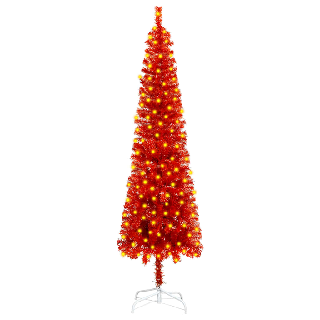 Kerstboom Met Led's Smal 120 Cm Rood