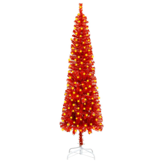 Kerstboom Met Led's Smal 120 Cm Rood