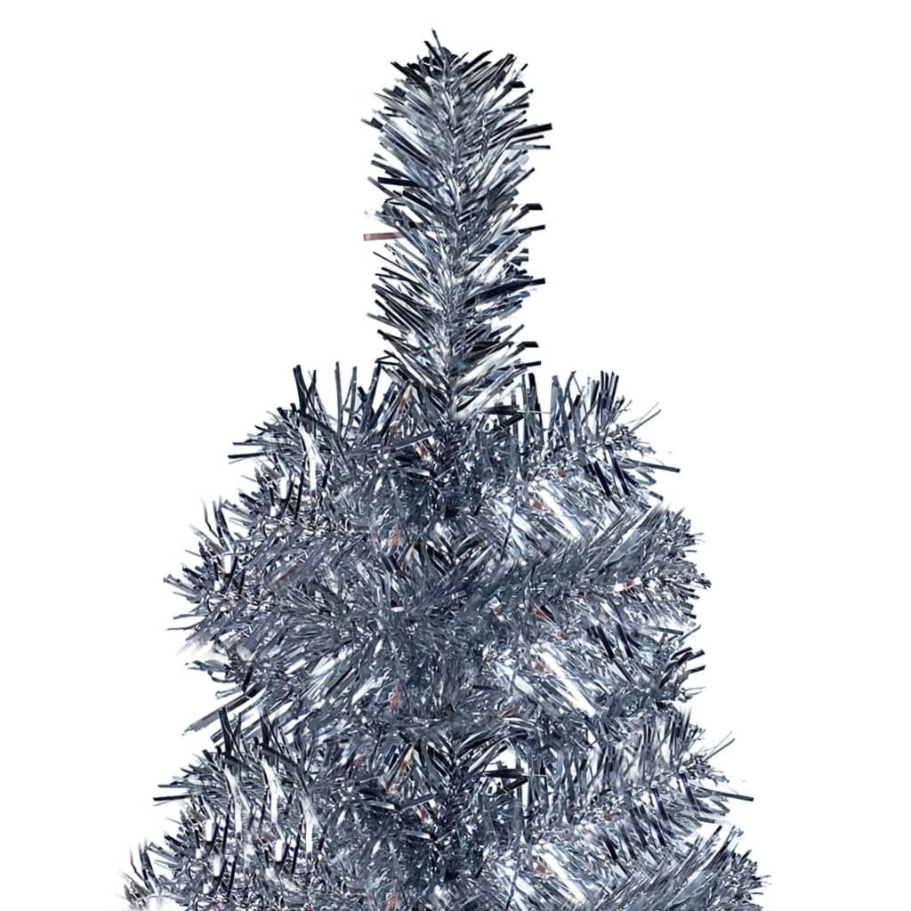 Kerstboom Met Led's Smal 210 Cm Zilverkleurig
