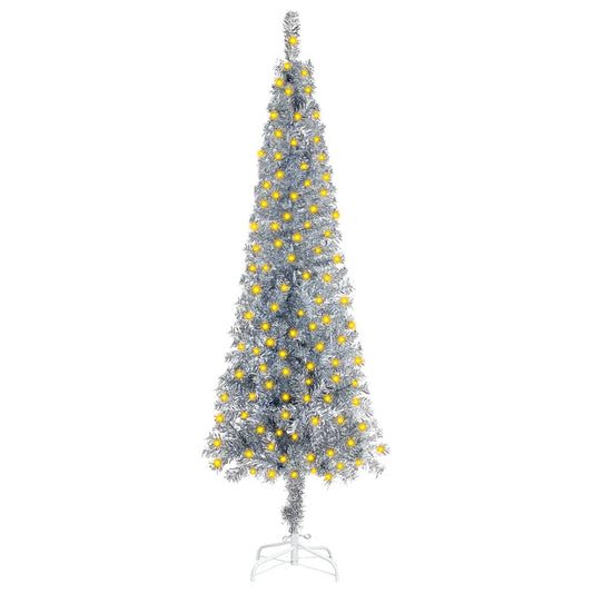 Kerstboom Met Led's Smal 240 Cm Zilverkleurig