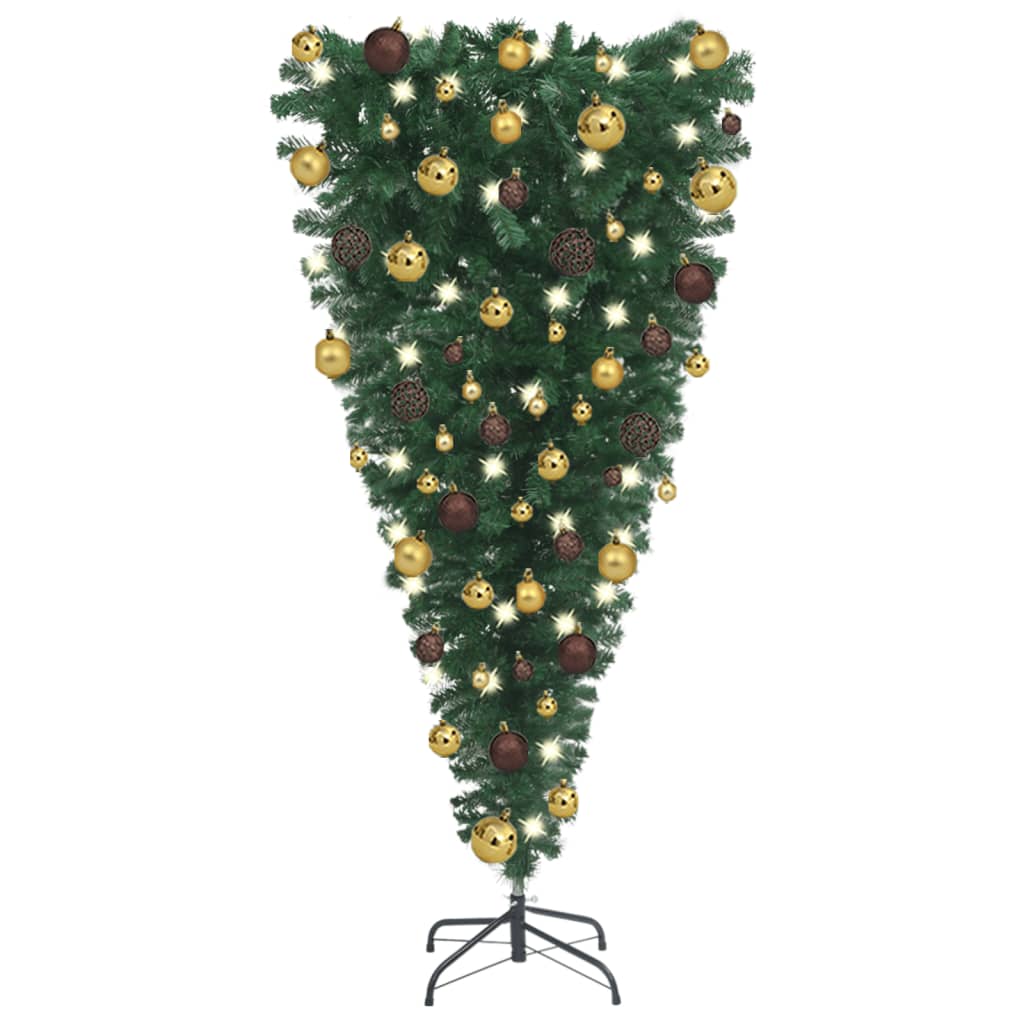 Kunstkerstboom Ondersteboven Met Led's En Kerstballen 120 Cm