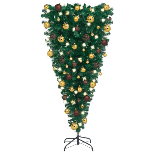 Kunstkerstboom Ondersteboven Met Led's En Kerstballen 120 Cm