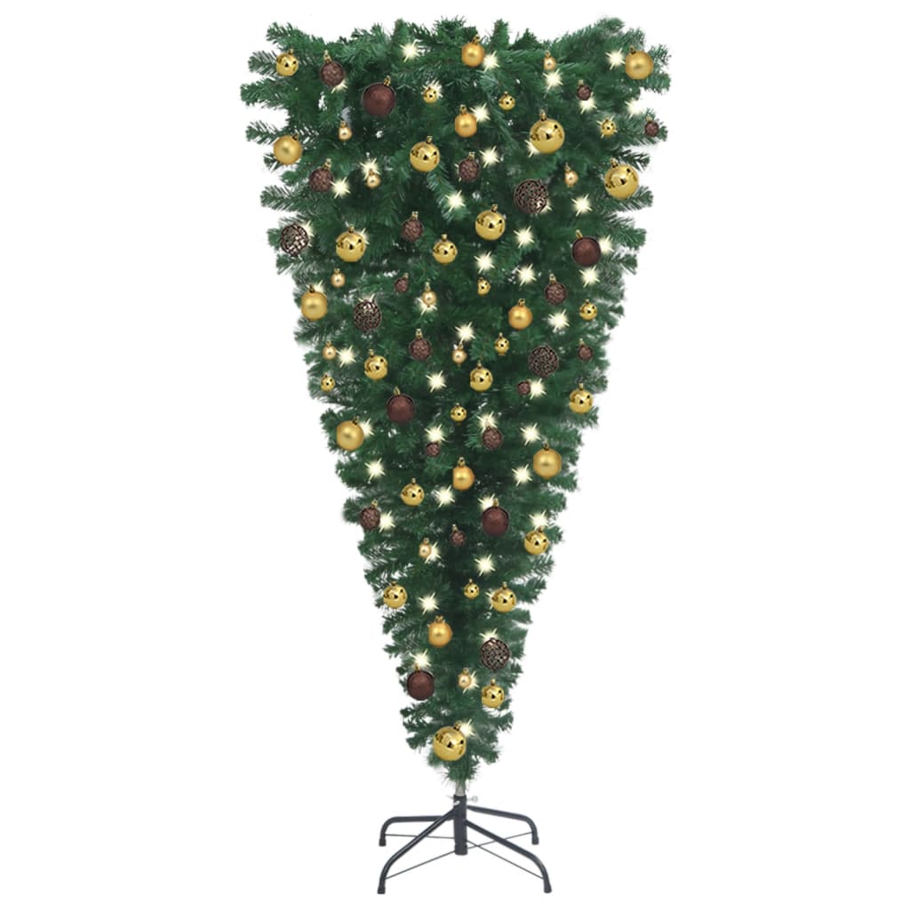 Kunstkerstboom Omgekeerd Met Led's En Kerstballen 210 Cm