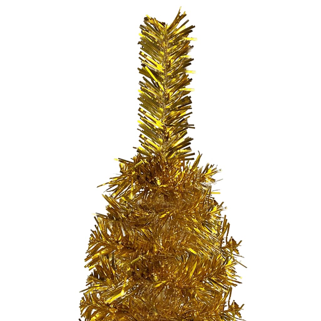 Kerstboom Met Led's En Kerstballen Smal 180 Cm Goudkleurig