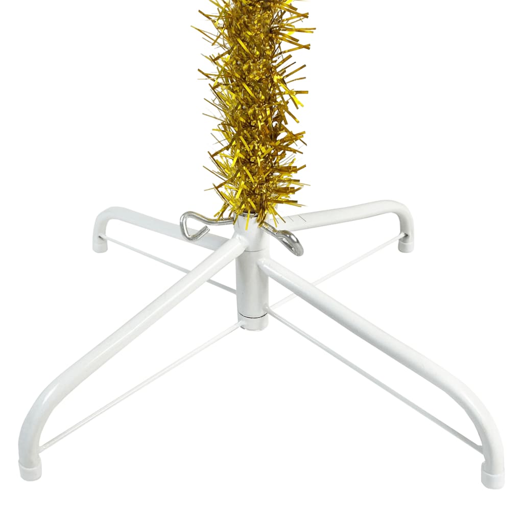 Kerstboom Met Led's En Kerstballen Smal 180 Cm Goudkleurig