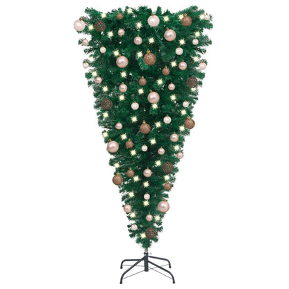 Kunstkerstboom Ondersteboven Met Led's En Kerstballen 120 Cm