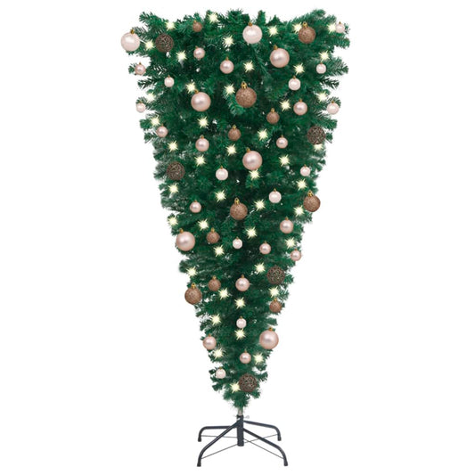 Kunstkerstboom Ondersteboven Met Led's En Kerstballen 120 Cm