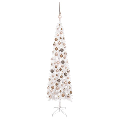 Kerstboom Met Led's En Kerstballen Smal 120 Cm Wit