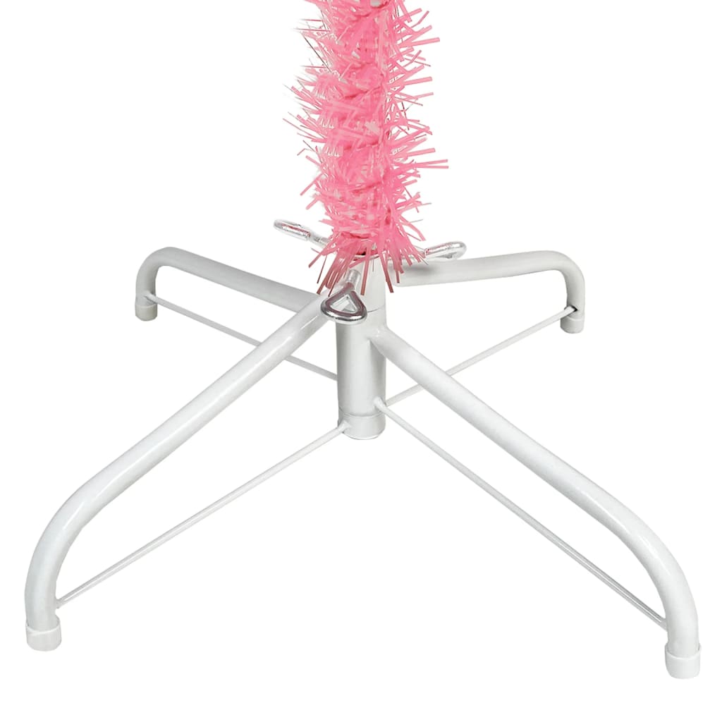 Kerstboom Met Led's En Kerstballen Smal 240 Cm Roze