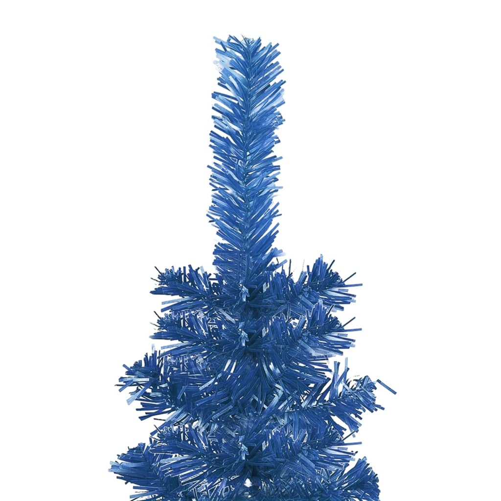 Kerstboom Met Led's En Kerstballen Smal 210 Cm Blauw