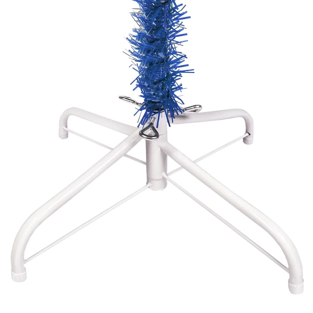 Kerstboom Met Led's En Kerstballen Smal 210 Cm Blauw