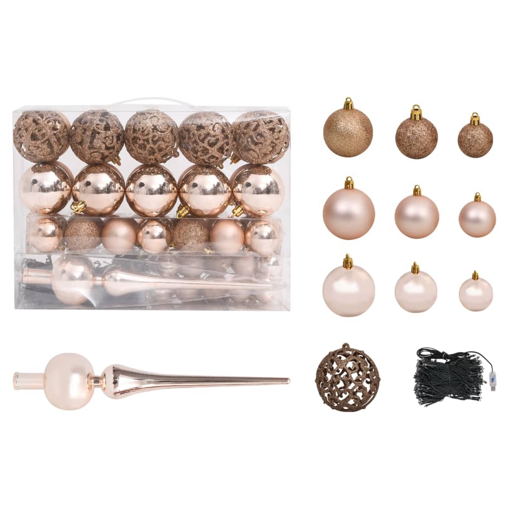Kerstboom Met Led's En Kerstballen Smal 210 Cm Blauw