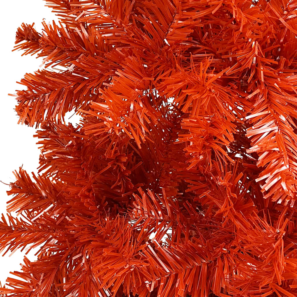 Kerstboom Met Led's En Kerstballen Smal 180 Cm Rood