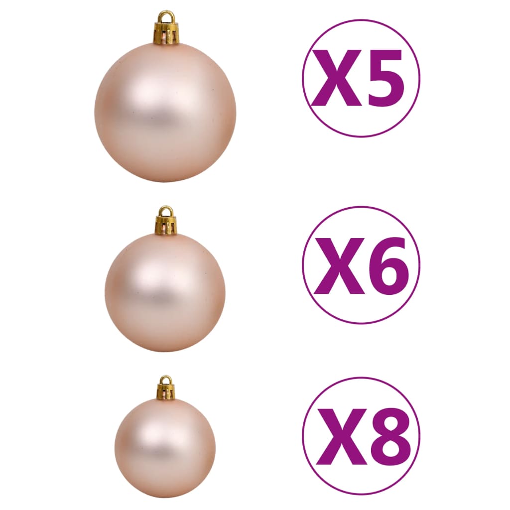 Kerstboom Met Led's En Kerstballen Smal 180 Cm Rood