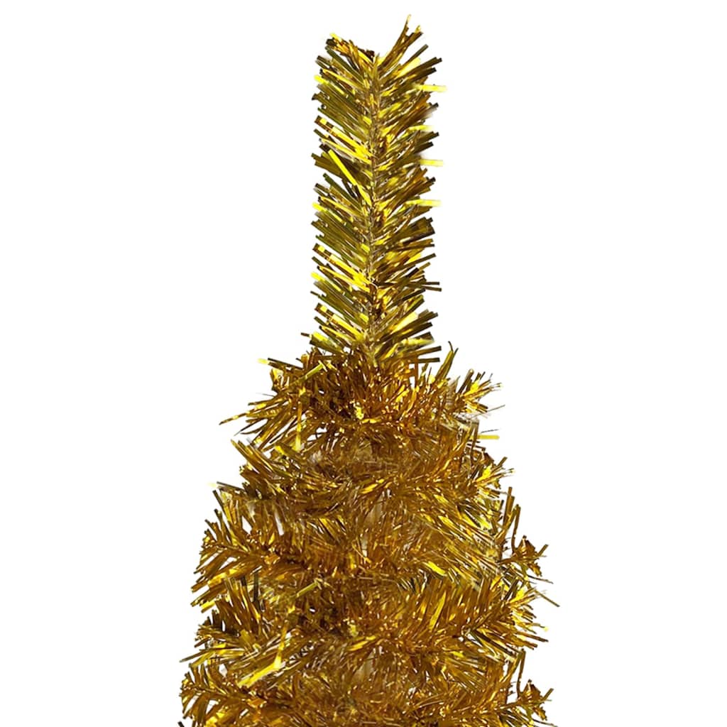Kerstboom Met Led's En Kerstballen Smal 120 Cm Goudkleurig