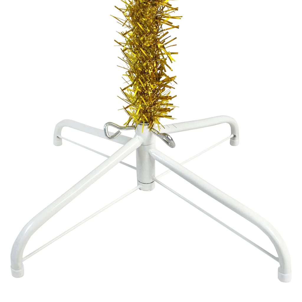 Kerstboom Met Led's En Kerstballen Smal 150 Cm Goudkleurig