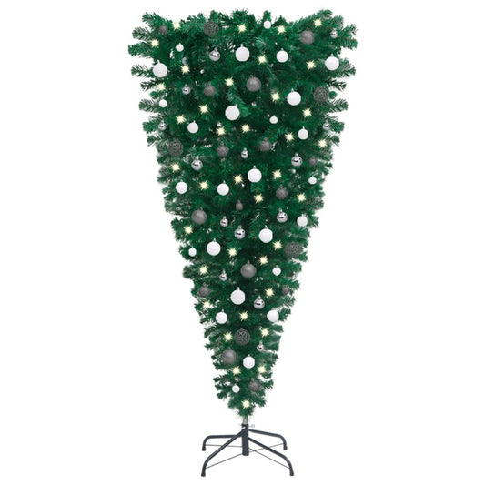 Kunstkerstboom Ondersteboven Met Led's En Kerstballen 120 Cm