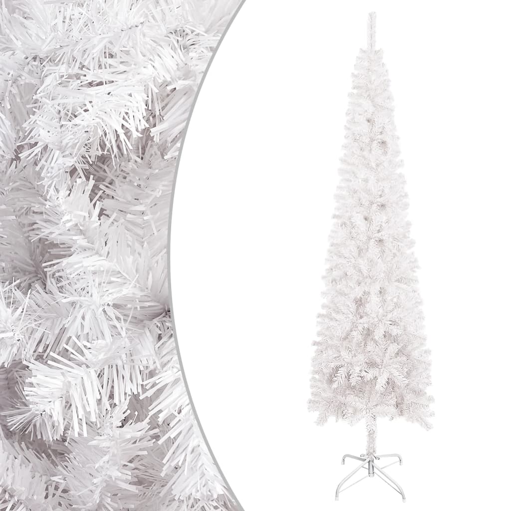 Kerstboom Met Led's En Kerstballen Smal 150 Cm Wit