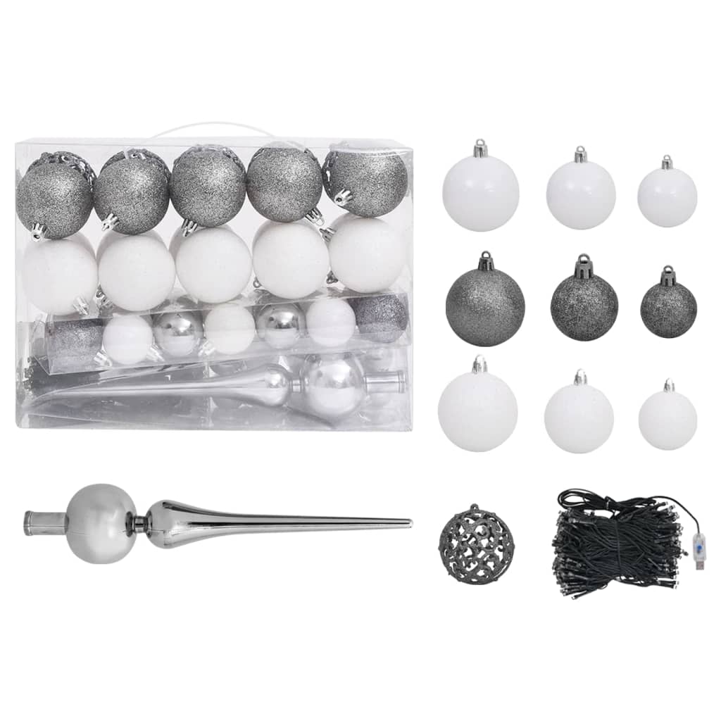 Kerstboom Met Led's En Kerstballen Smal 120 Cm Zwart