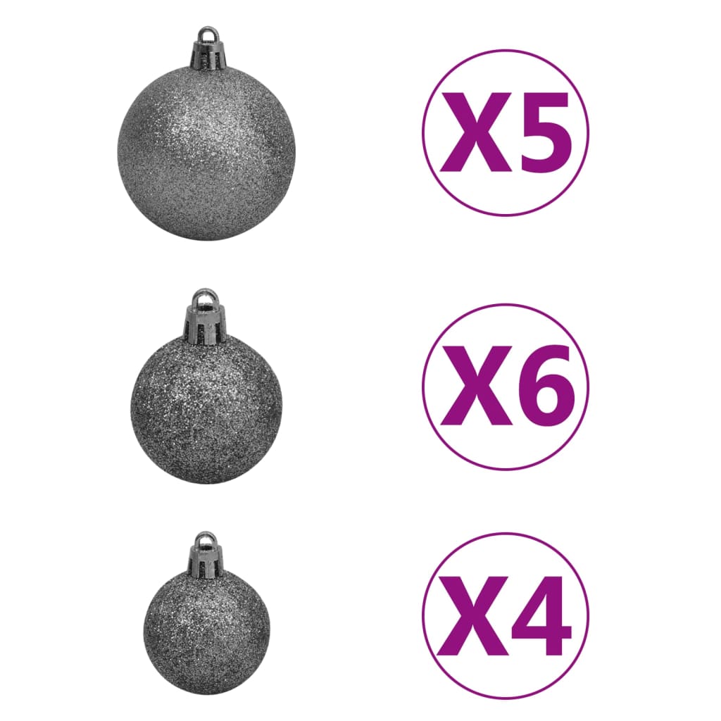 Kerstboom Met Led's En Kerstballen Smal 120 Cm Zwart
