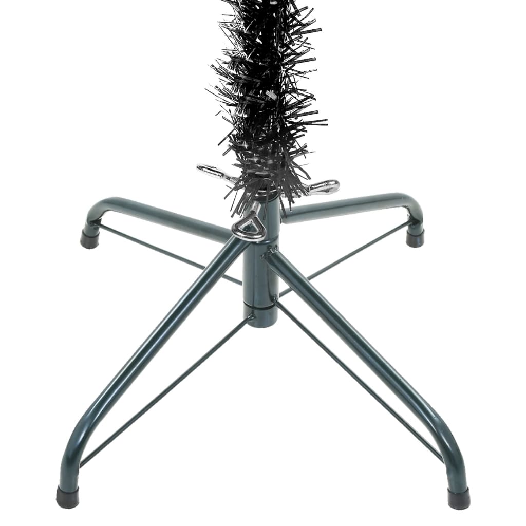Kerstboom Met Led's En Kerstballen Smal 180 Cm Zwart